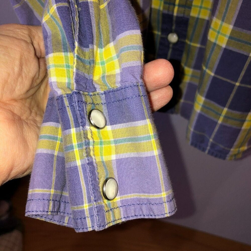 American Eagle Womens Size XXL Purple Plaid Long Sleeve Pearl Snap Shirt - Picture 6 of 9
